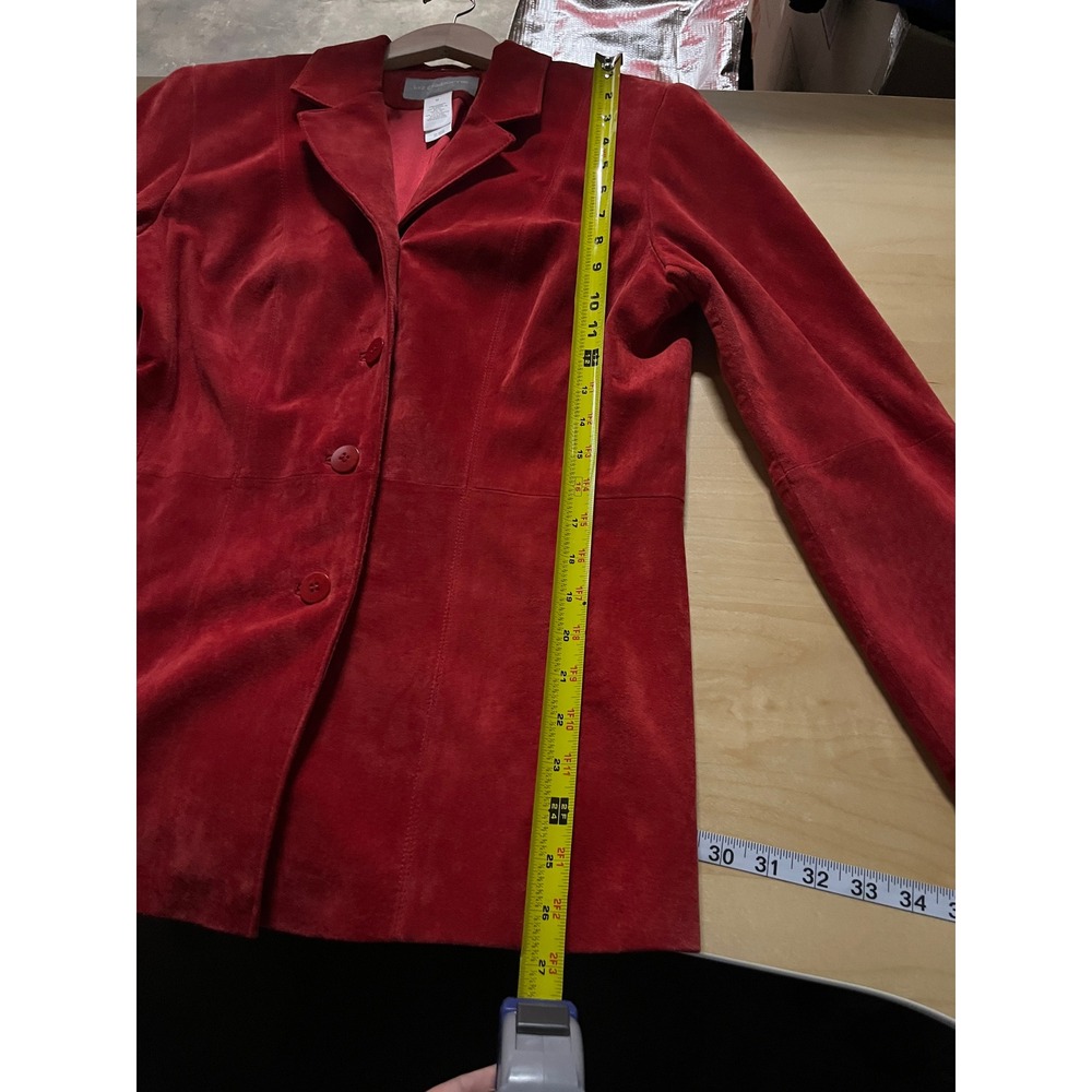 Vintage Liz Claiborne Womens Genuine Suede Jacket M Cherry Red‎ Minimalist Chic - Picture 8 of 9